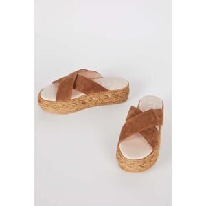 Intentionally Blank Wyeth Aura Jute Platform Sandal Cognac 40 / 9.5